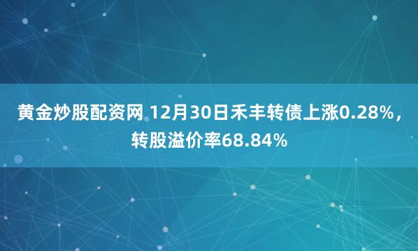 黄金炒股配资网 12月30日禾丰转债上涨0.28%，转股溢价率68.84%